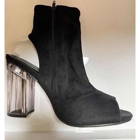 Charlotte Russe Kloude-16 Women 7 1/2 Black Lycra Clear Heels Zippers Going Out - Picture 8 of 16